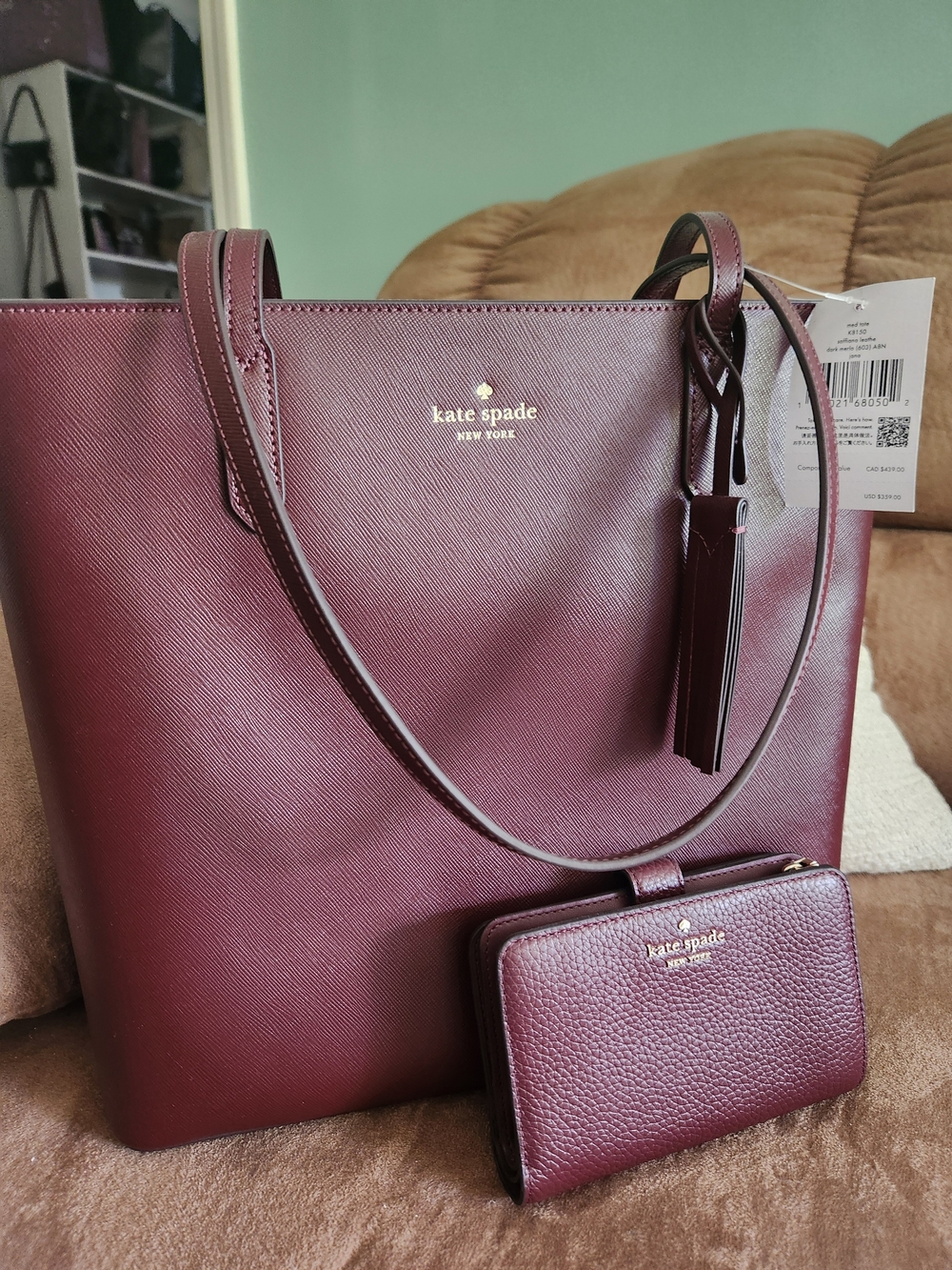 NWT kate spade Medium Tote And Wallet In Dark Merlo